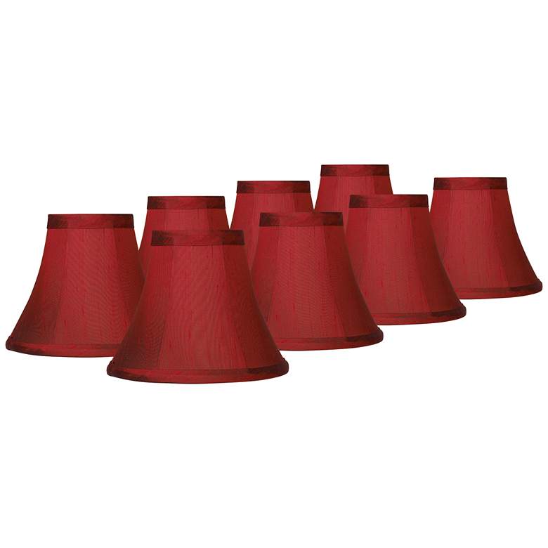 Image 1 Deep Red Small Bell Clip Lamp Shades 3x6x5 (Clip-On) Set of 8