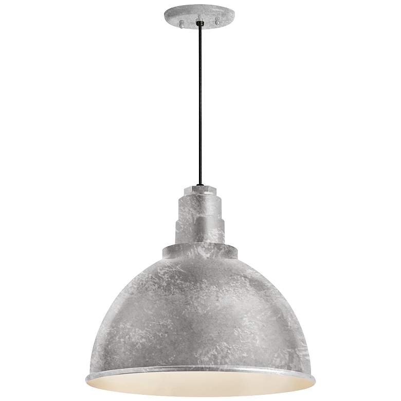 Image 1 Deep Reflector 12"W Galvanized Outdoor Hanging Light