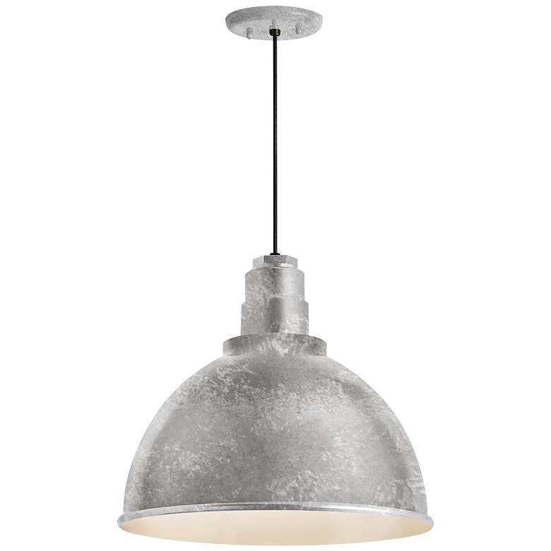 Image 1 Deep Reflector 12 inchW Galvanized Outdoor Hanging Light