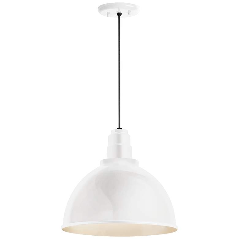 Image 1 Deep Reflector 12"W Gloss White Outdoor Hanging Light