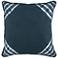 Deep Sea Blue Diagonal Striped 22" Square Decorative Pillow