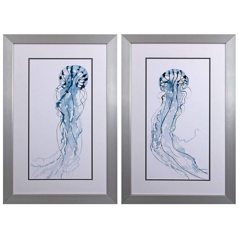 Image 1 Deep Sea Jelly 22"W x 34"H Framed Art Set of 2