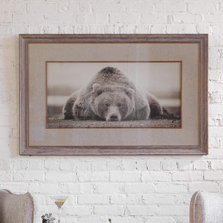 Image 1 Deep Sleep 50"W Grizzly Photo Framed Wall Art Print