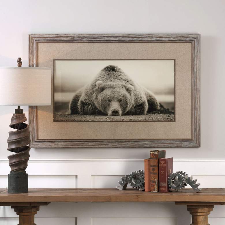 Image 3 Deep Sleep 50"W Grizzly Photo Framed Wall Art Print more views