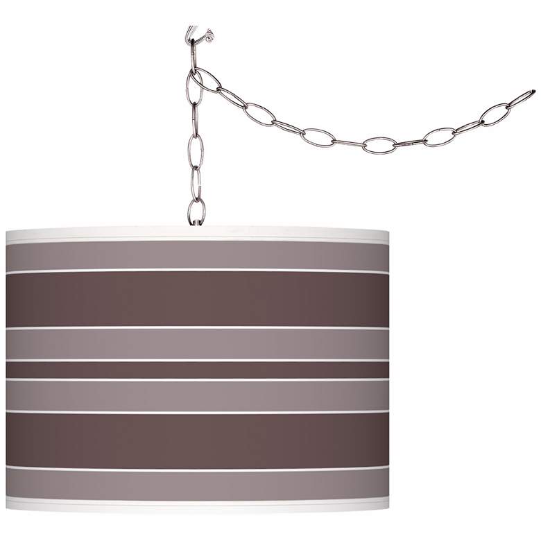 Image 1 Deepest Mauve Bold Stripe Giclee Glow Plug-In Swag Pendant