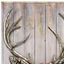 3_Deer 1 40" High Iron Wall Sculpture on Wooden Wall Art more views