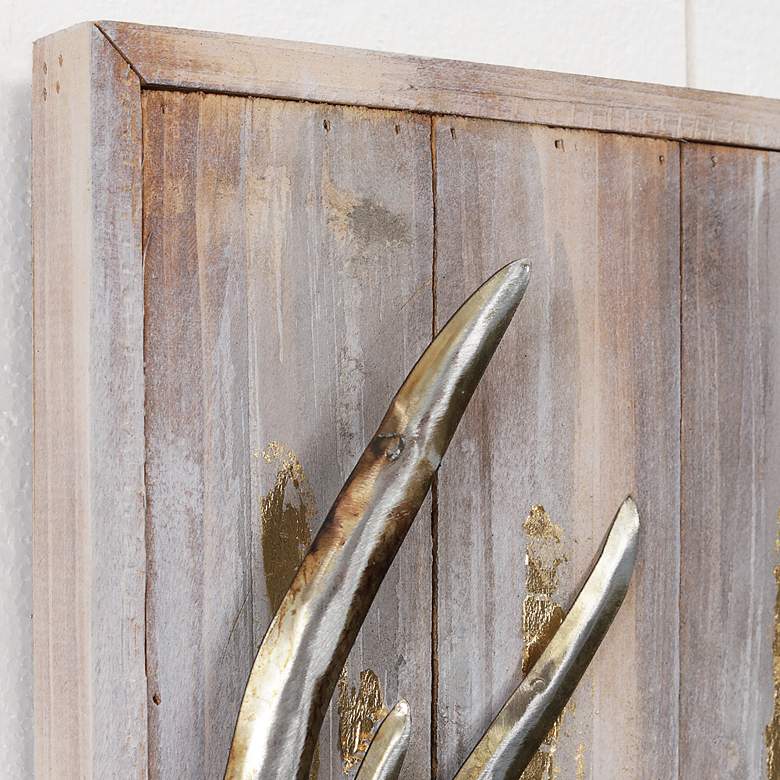 Image 4 Deer 1 40" High Iron Wall Sculpture on Wooden Wall Art more views