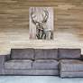 6_Deer 1 40" High Iron Wall Sculpture on Wooden Wall Art more views