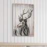 1_Deer 2 40" High Iron Wall Sculpture on Wooden Wall Art