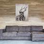 6_Deer 2 40" High Iron Wall Sculpture on Wooden Wall Art more views