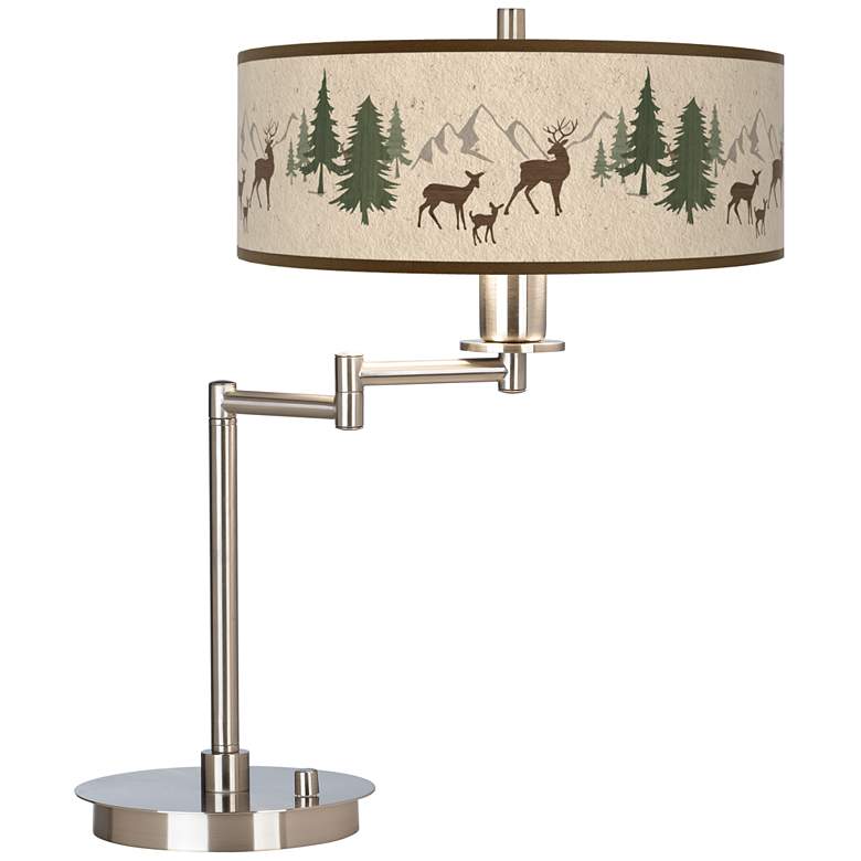 Image 1 Deer Lodge Giclee Adjustable Swing Arm Modern Rustic LED Desk Lamp