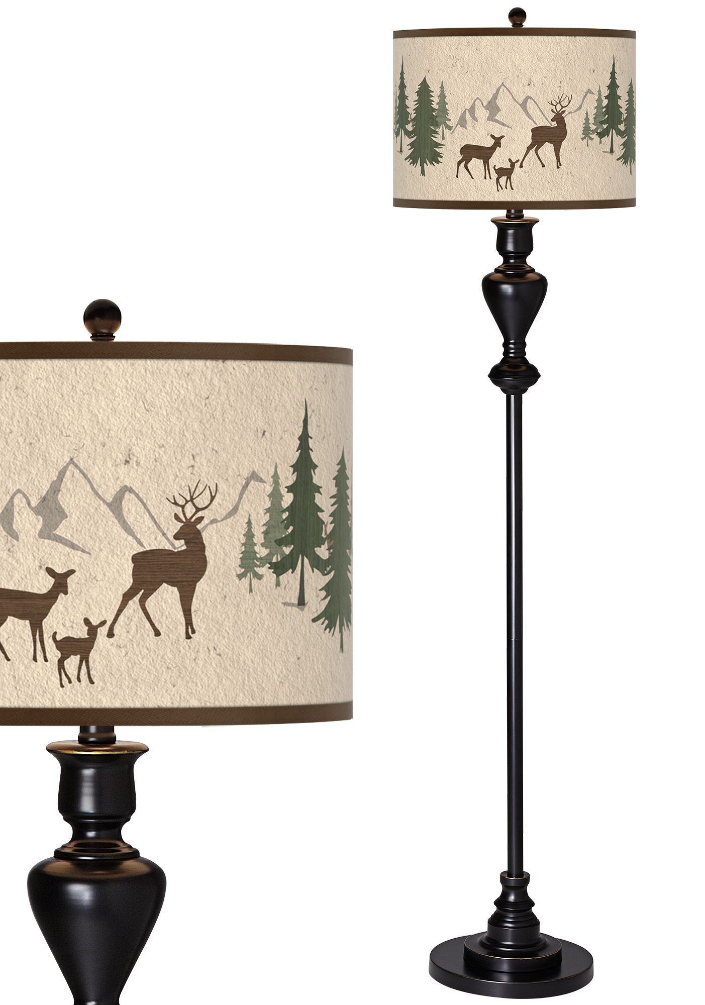 Deer Lodge Giclee Glow Black Bronze Floor Lamp