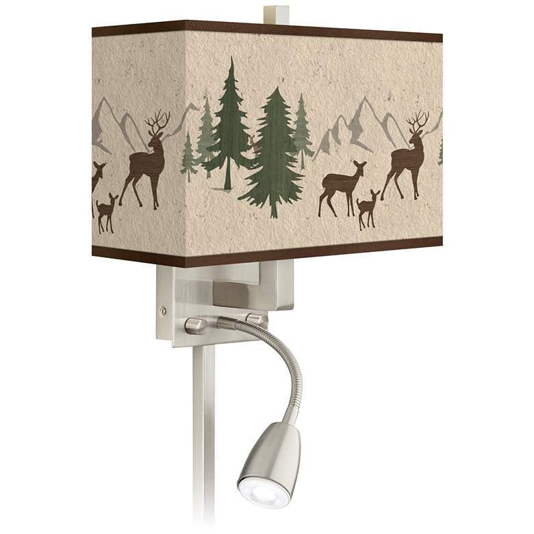 Image 1 Deer Lodge Giclee Glow LED Reading Light Plug-In Sconce