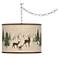 Deer Lodge Giclee Glow Rustic Style Plug-In Swag Pendant Light