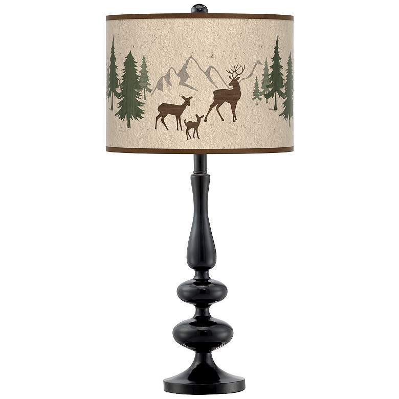 Image 1 Deer Lodge Giclee Paley Black Table Lamp