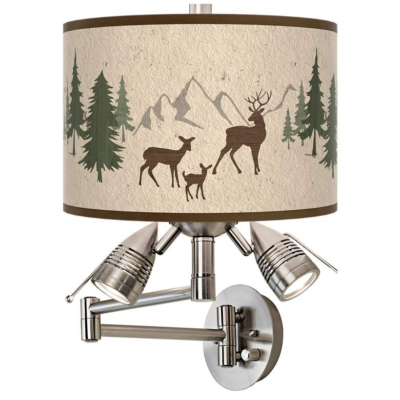 Image 1 Deer Lodge Giclee Plug-In Swing Arm Wall Lamp