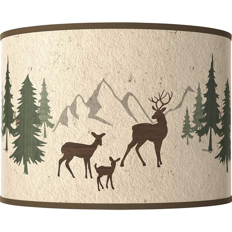 Image 1 Deer Lodge Giclee Round Drum Lamp Shade 15.5x15.5x11 (Spider)