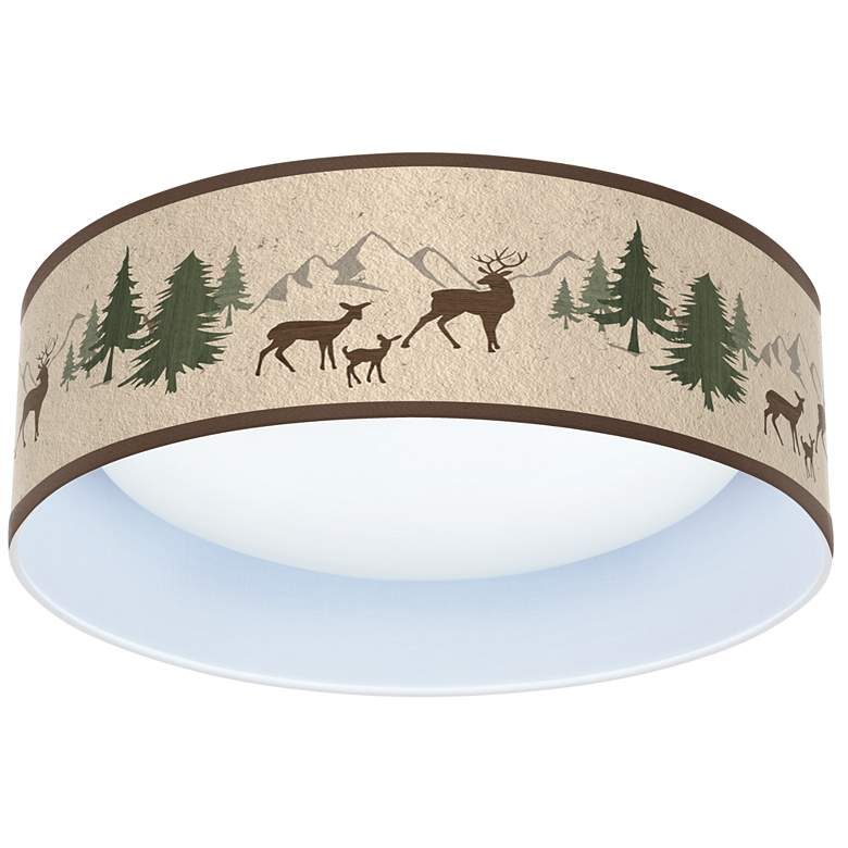 Image 1 Deer Lodge Pattern 16 inch Wide Rustic Modern LED Round Ceiling Light