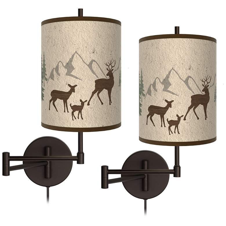 Image 1 Deer Lodge Tessa Bronze Swing Arm Wall Lamps Set of 2