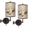 Deer Lodge Tessa Bronze Swing Arm Wall Lamps Set of 2