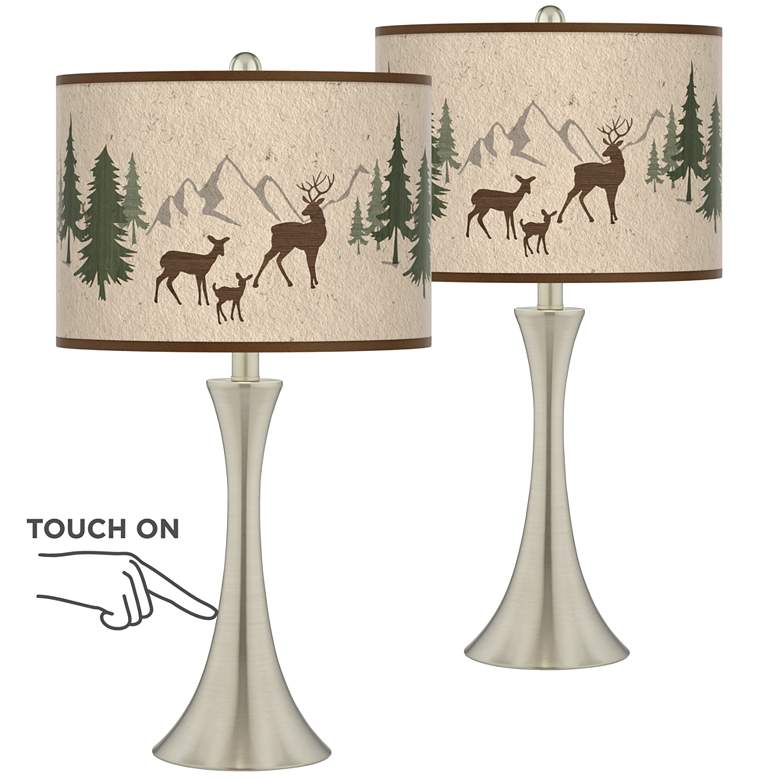 Image 1 Deer Lodge Trish Brushed Nickel Touch Table Lamps Set of 2