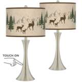 Deer Lodge Trish Brushed Nickel Touch Table Lamps Set of 2