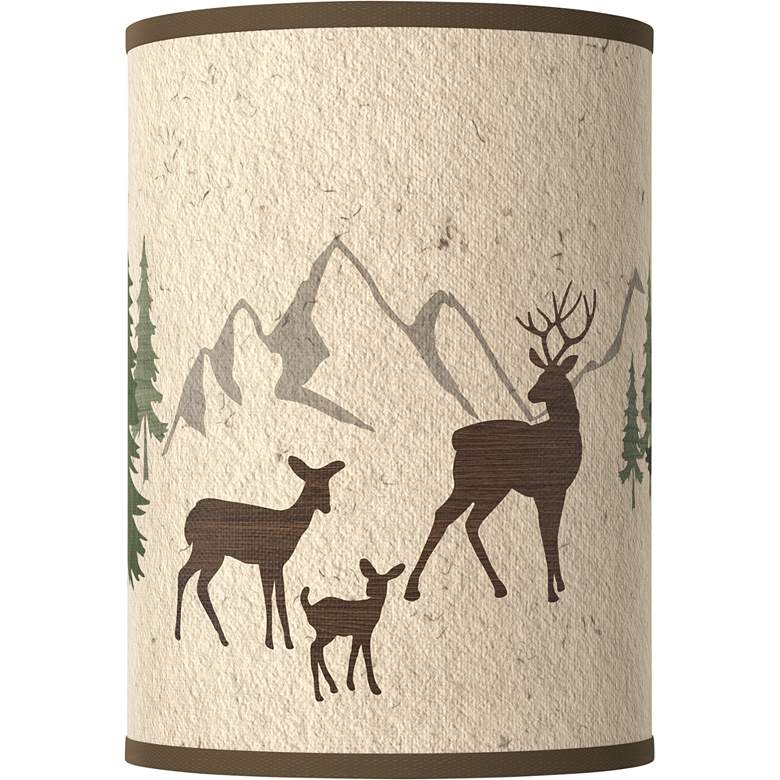 Image 1 Deer Lodge White Giclee Cylinder Lamp Shade 8x8x11 (Spider)