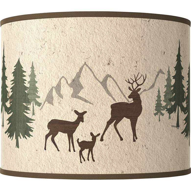 Image 1 Deer Lodge White Giclee Round Drum Lamp Shade 14x14x11 (Spider)