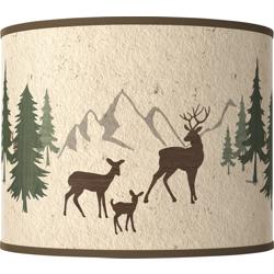 Deer Lodge White Giclee Round Drum Lamp Shade 14x14x11 (Spider)