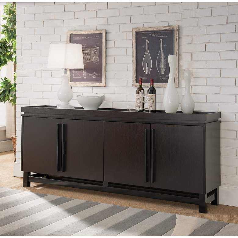 Image 1 Deerly 70 3/4" Wide Cappuccino Wood 4-Door Dining Buffet