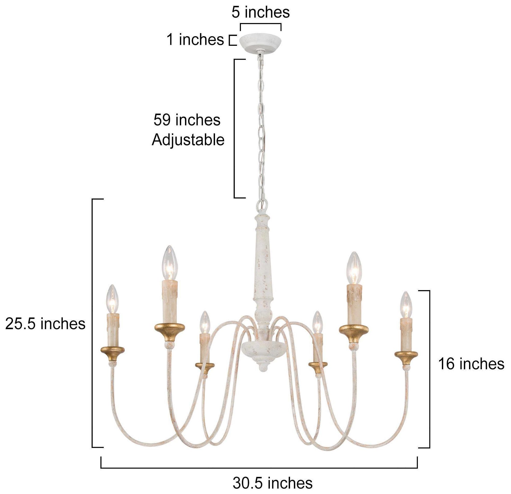 Image 4 Defmona 30"W 6-Light Wood Candle Chandelier more views