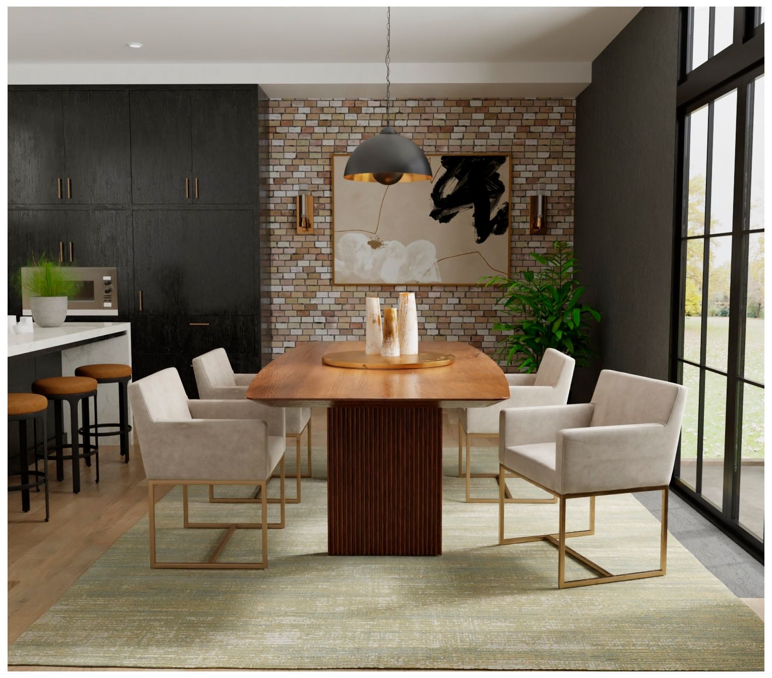 Image 2 Deja Solid Indoor Green Area Rug 39PJF 6'-7" x 9'-6" more views
