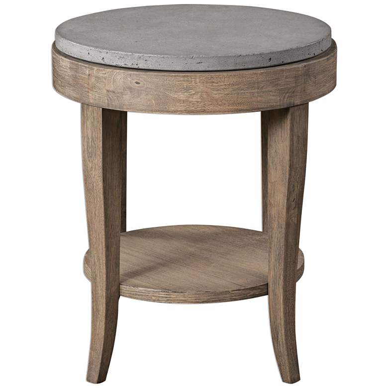 Image 3 Deka 24 inch Wide Birch Wood and Concrete Accent Table