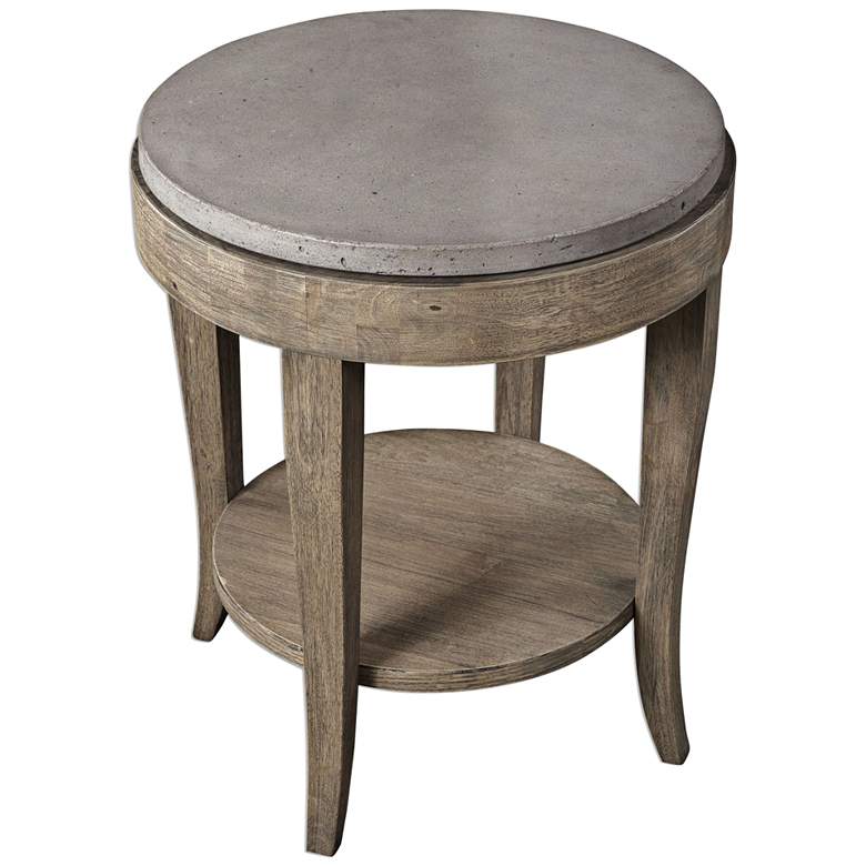 Image 4 Deka 24" Wide Birch Wood and Concrete Accent Table more views
