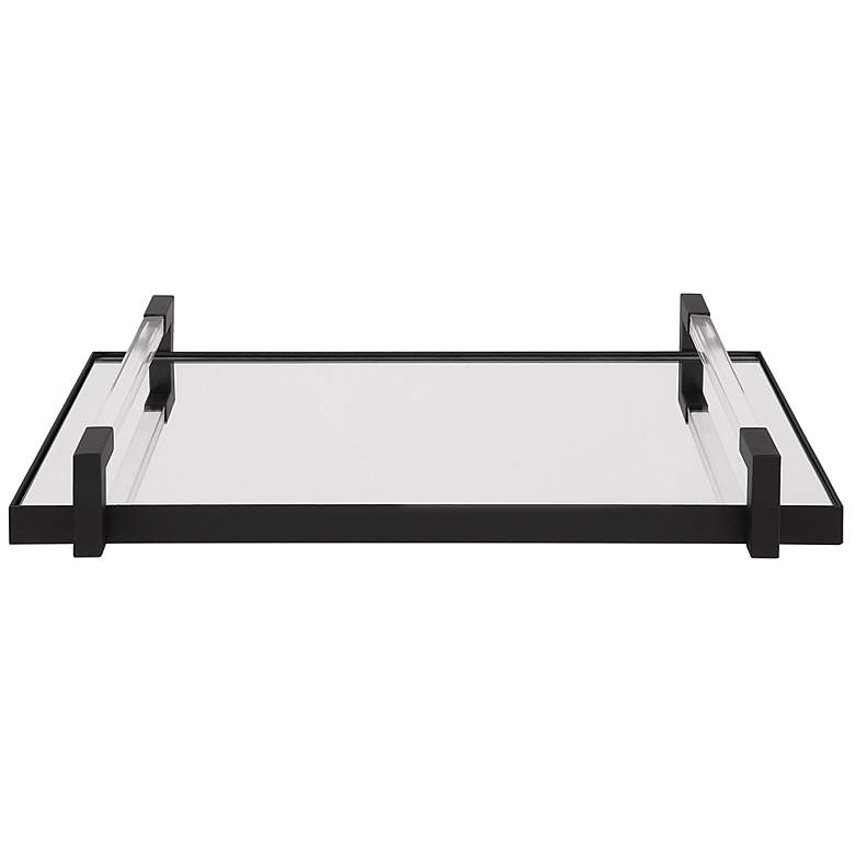 Image 2 Deki Matte Black Mirror Rectangular Tray with Handles
