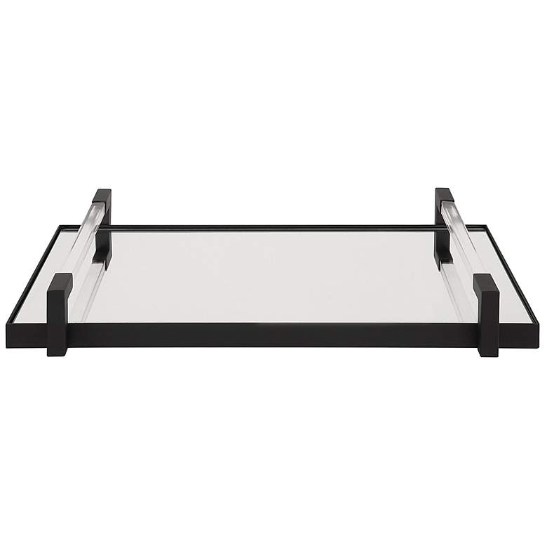 Image 1 Deki Matte Black Mirror Rectangular Tray with Handles