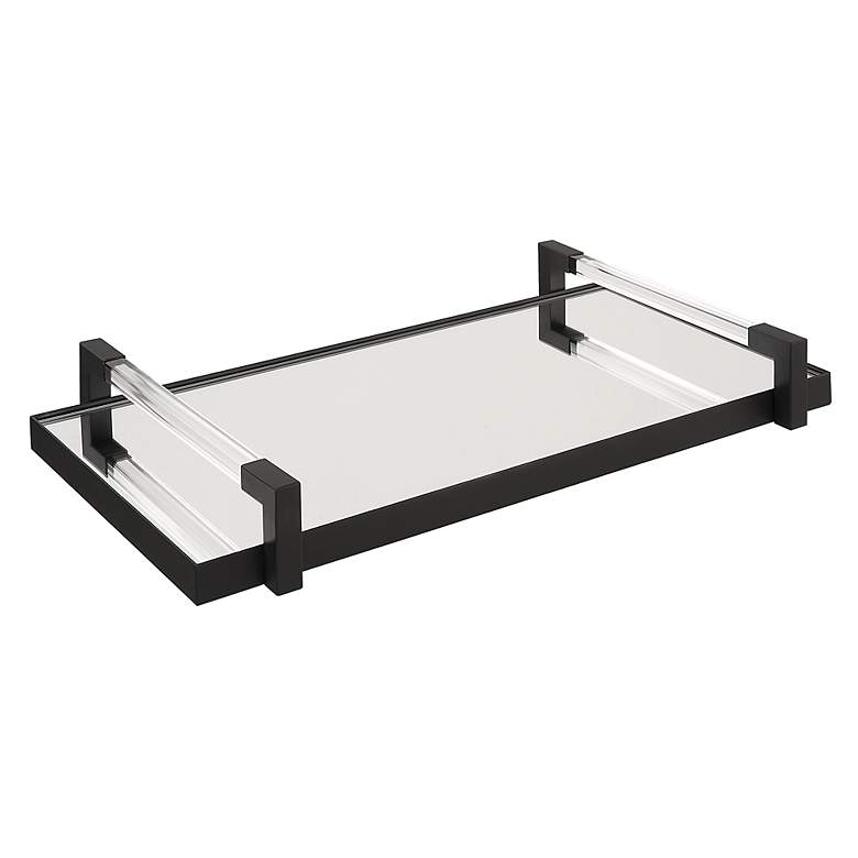 Image 5 Deki Matte Black Mirror Rectangular Tray with Handles more views