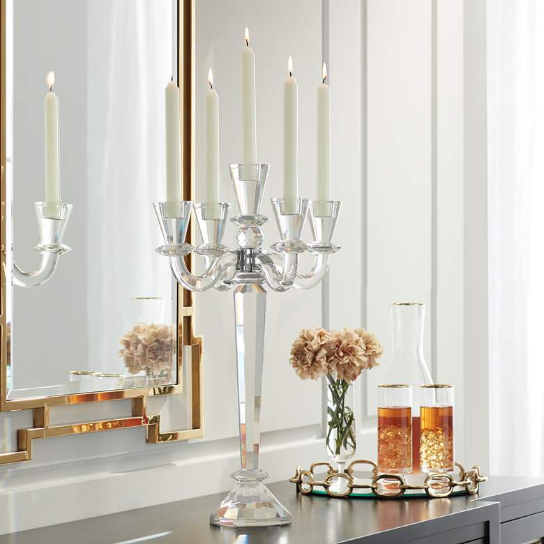 Image 1 Del Aire 20 3/4" High Crystal Candelabra Candle Holder