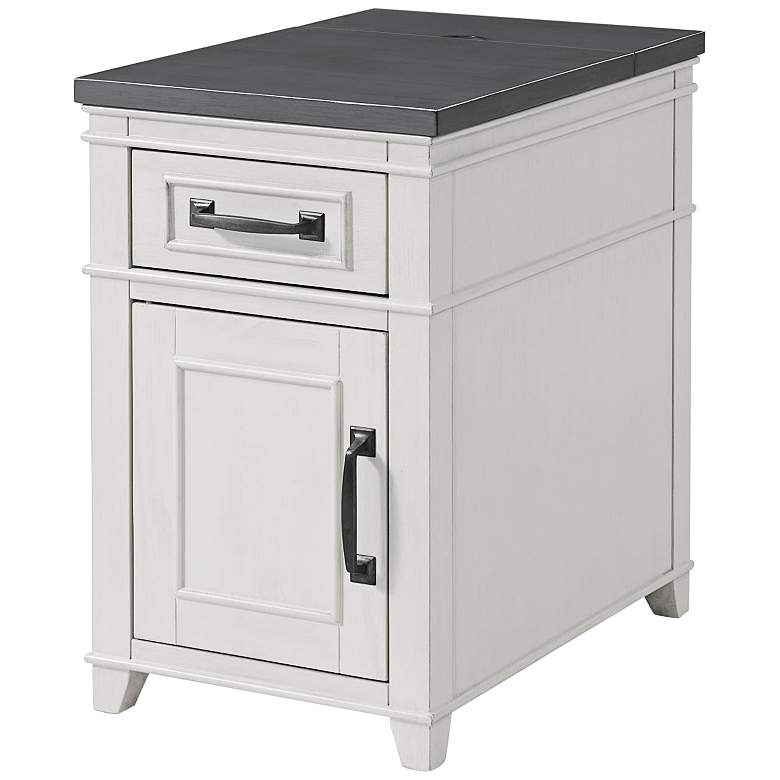 Image 2 Del Mar 16" Wide White and Gray Accent Table with USB and Plugs