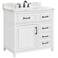 Del Mar 37" Wide Radiata Pine and Marble Single Sink 3-Drawer Vanity