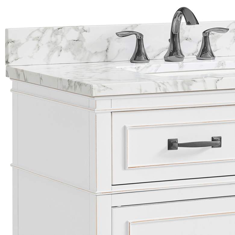 Del Mar 37&quot; Wide Radiata Pine and Marble Single Sink 3-Drawer Vanity more views