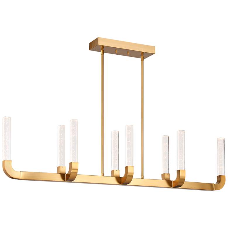 Image 1 Del Mar 48" Wide Warm Brass 8-Light LED Linear Chandelier