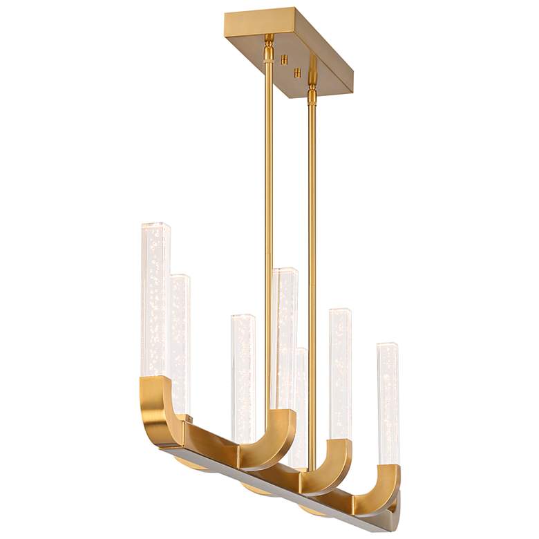 Image 4 Del Mar 48" Wide Warm Brass 8-Light LED Linear Chandelier more views