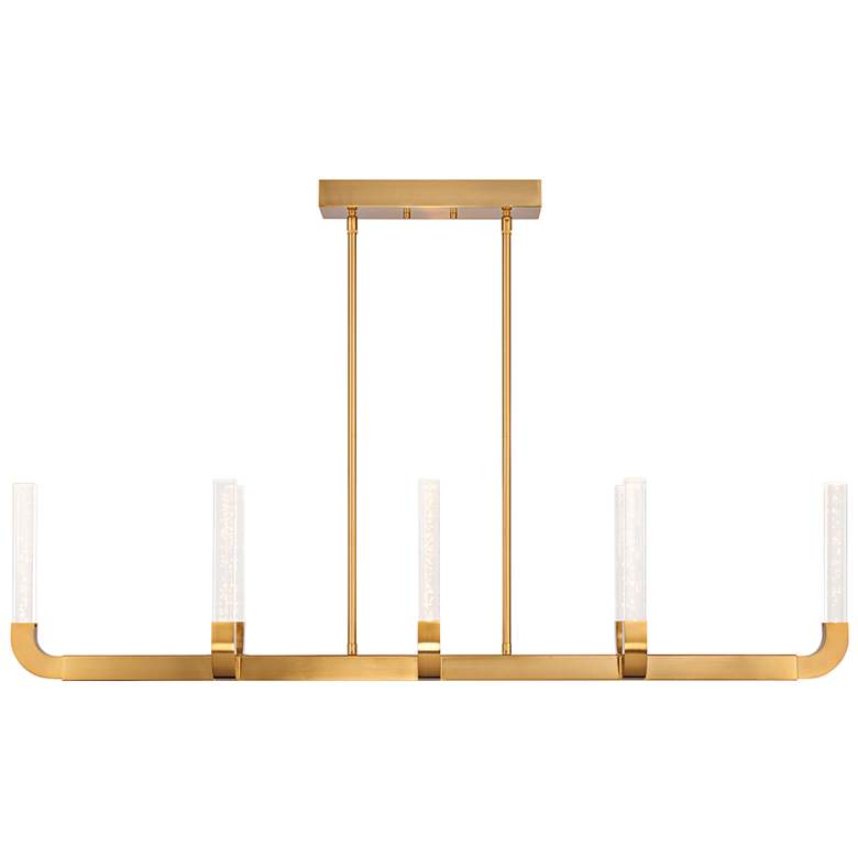 Image 6 Del Mar 48" Wide Warm Brass 8-Light LED Linear Chandelier more views