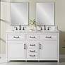 Del Mar 61" Wide Radiata Pine and Marble Double Sink 6-Drawer Vanity