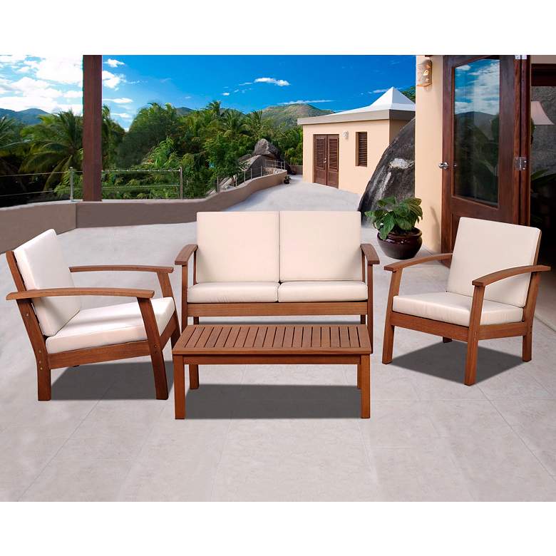 Del Paso Off-White 4-Piece Outdoor Seating Patio Set