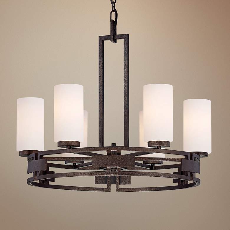 Image 1 Del Ray Bronze Finish Faux Candle 28" Wide Chandelier