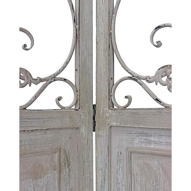 Image 3 Del Rio 48"W Washed Beige Wood 3-Panel Screen/Room Divider more views