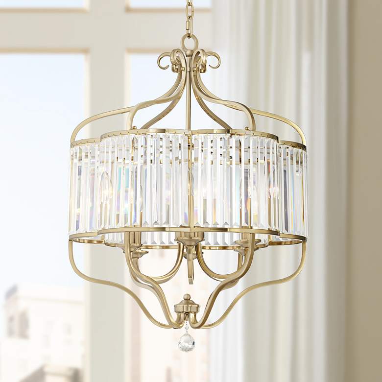 Image 1 Delacey 22 inch Wide 6-Light Gold and Glass Crystal Chandelier