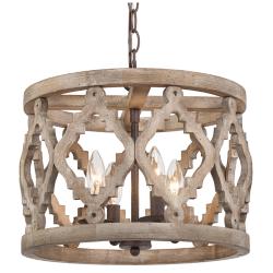 Deladykir 14" Wide Aged Iron 4-Light Drum Chandelier